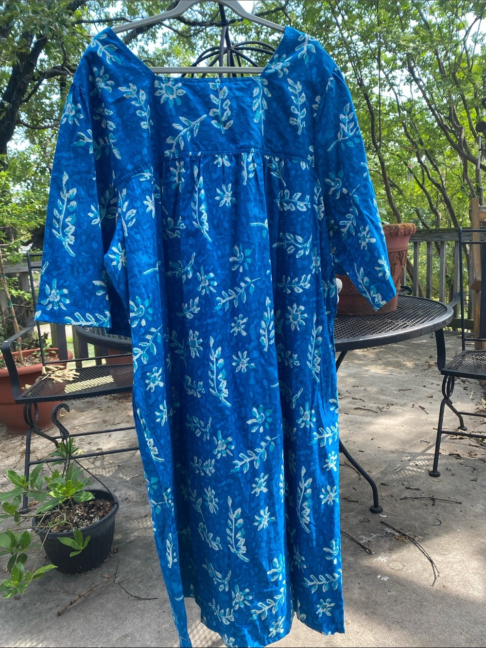 The Vermont Country Store Blue Floral Print Cotton Dress - Picture 4 of 11
